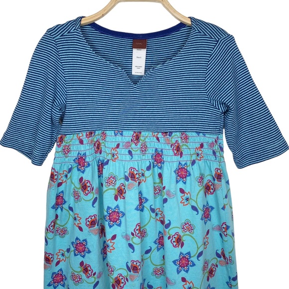 Tea Collection Striped Floral Teal Dress - Picture 3 of 8